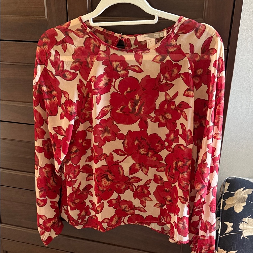 Forever 21 Red Floral Blouse